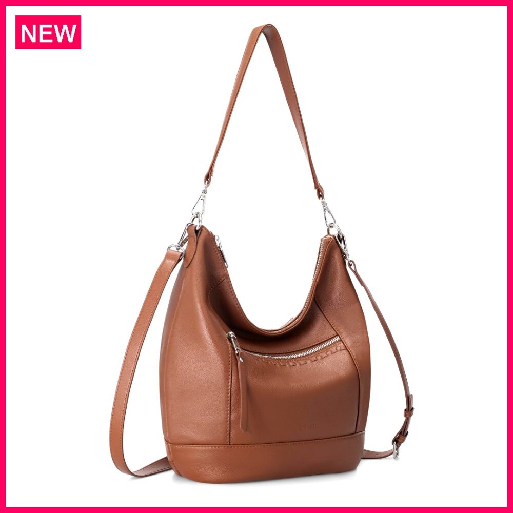 Genuine Leather Hobo Bag With Removable Straps, Spacious Interior